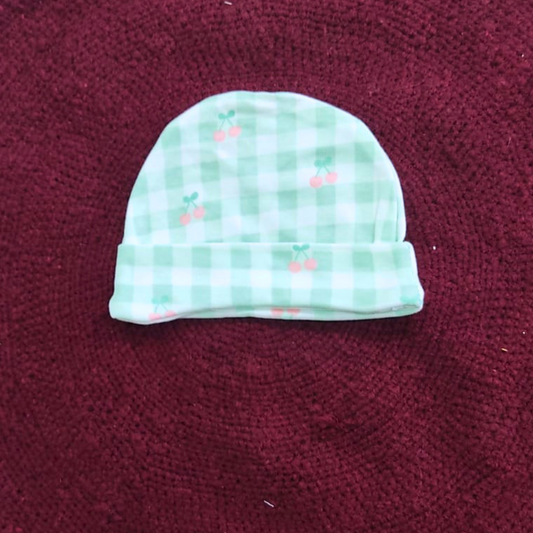 Cotton Cap-Mittens-Booties- Cherry