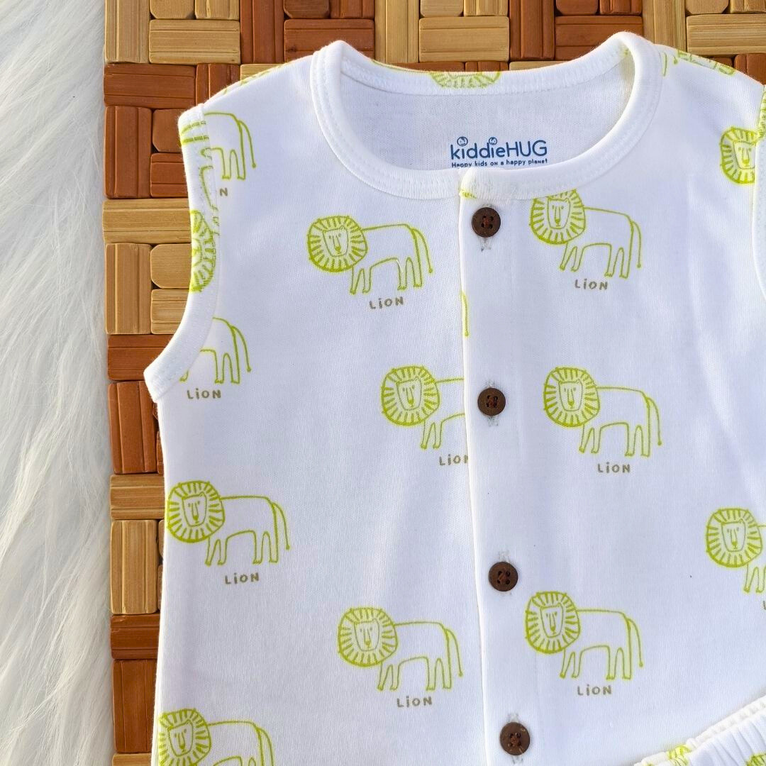 Sleeveless Jabla + Shorts set - Green Lion