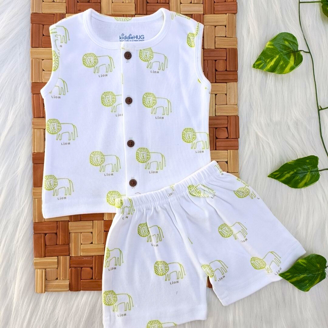 Sleeveless Jabla + Shorts set - Green Lion