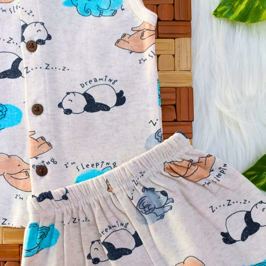 Sleeveless Jabla + Shorts set - Sleeping Panda