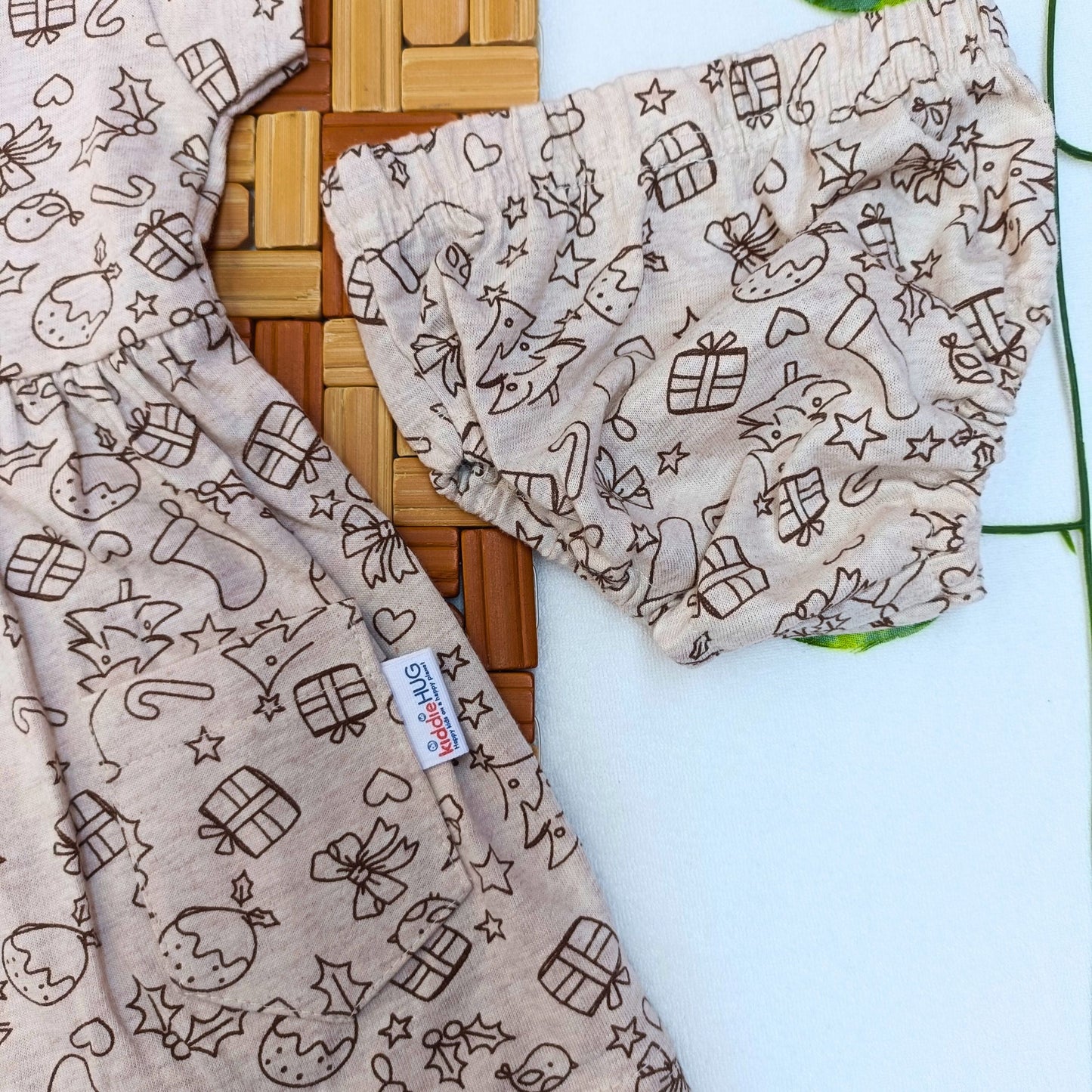 Sleeve Frock + Bloomer set - Christmas Joy