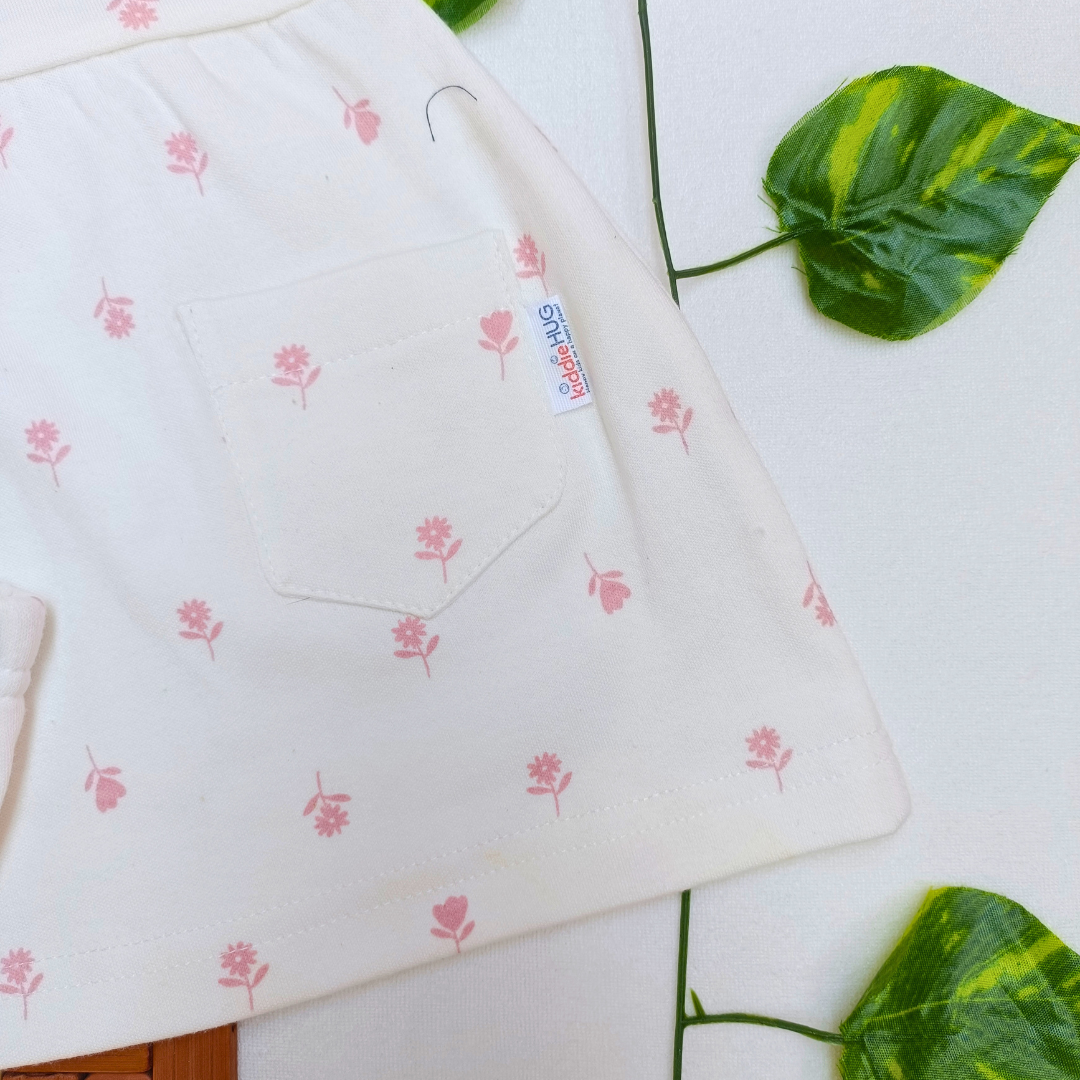 Sleeve Frock + Bloomer set - Tiny Pink Flowers