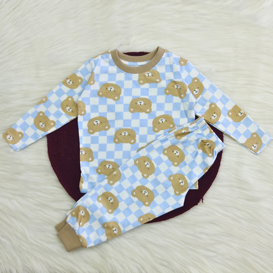 Printed Cotton Pyjama set - Teddy Check