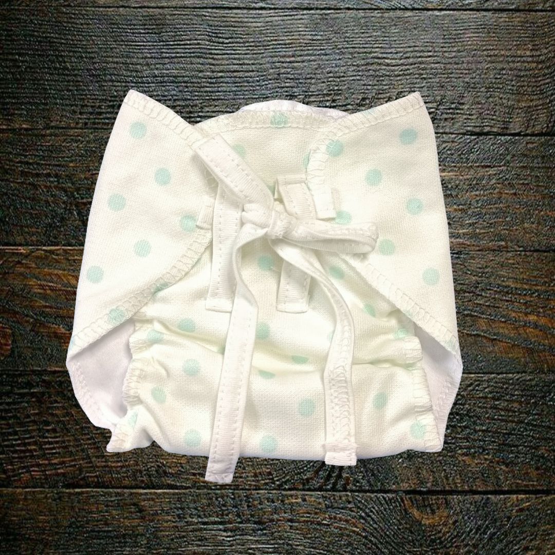 Organic Cotton Padded Nappy - Polka green