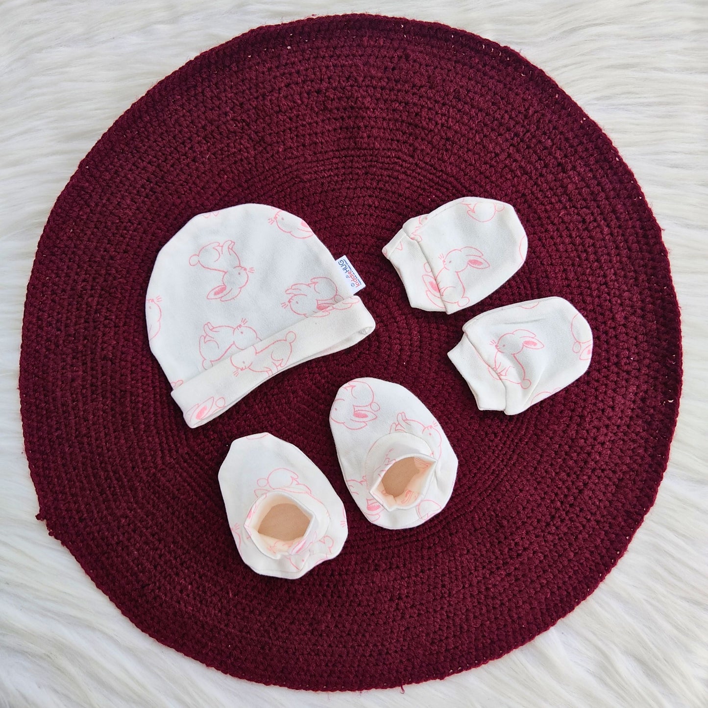 Cotton Cap-Mittens-Booties- Rabbit