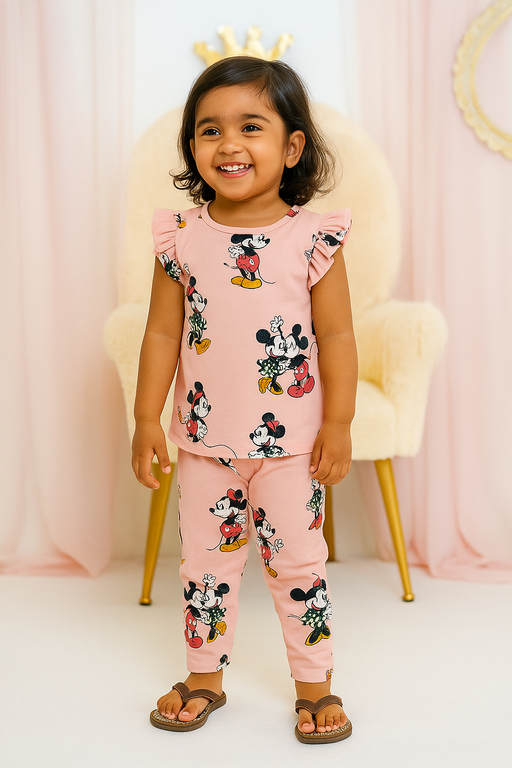 Frill sleeve top & Full pant set - Minney Love