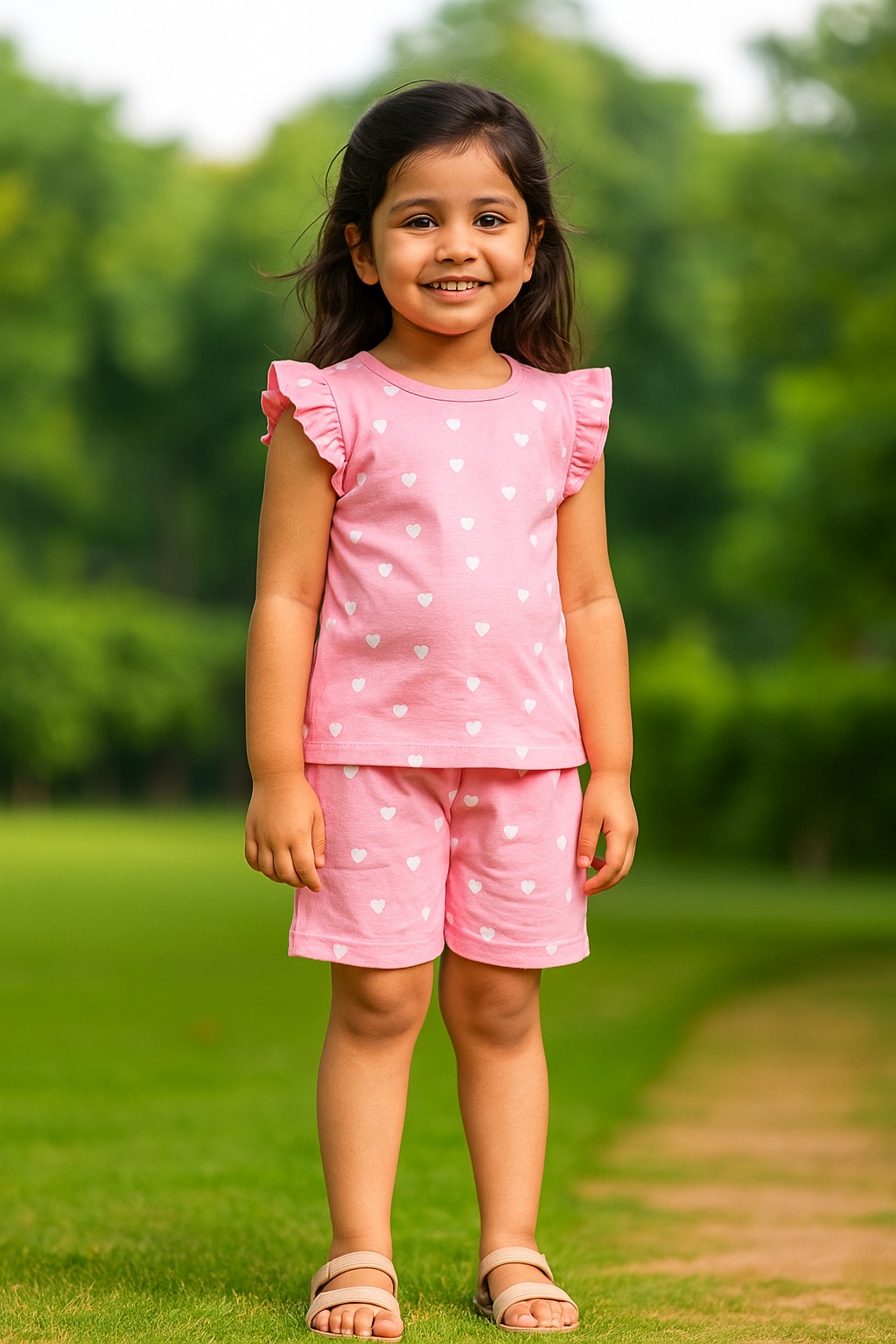 Frill Co-ord set - Pretty hearts