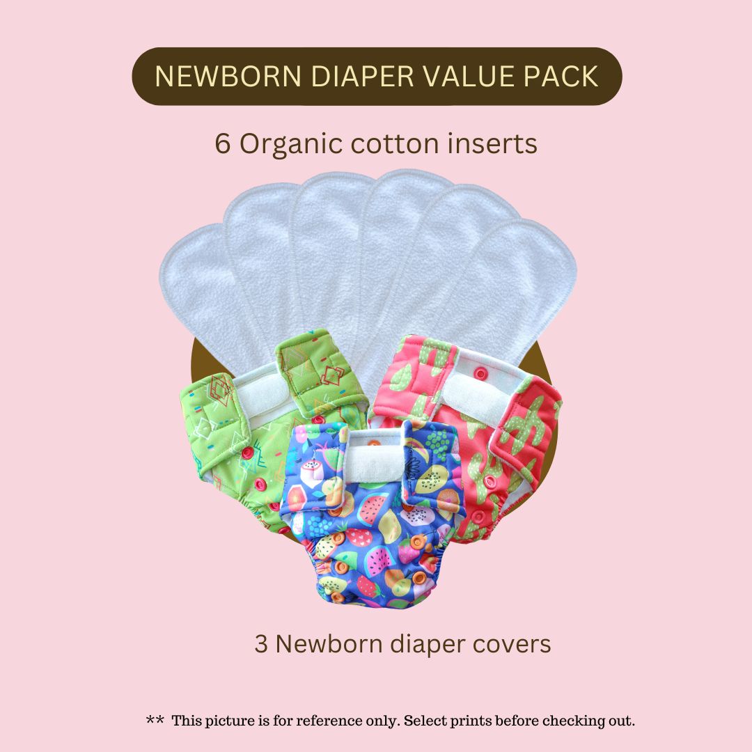 Newborn diaper value pack- (3 diapers + 6 inserts) 2.5kgs - 8kgs