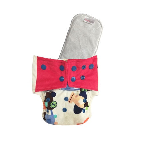 Pocket Diaper + insert - Wheels & Wings (minky)