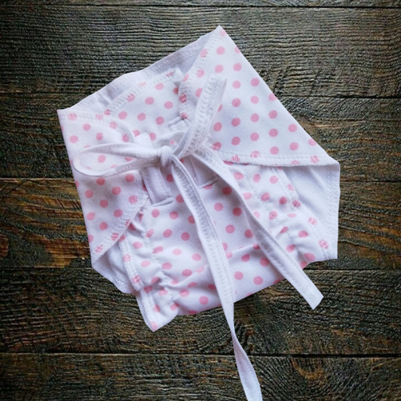 Organic Cotton Padded Nappy - Polka Pink
