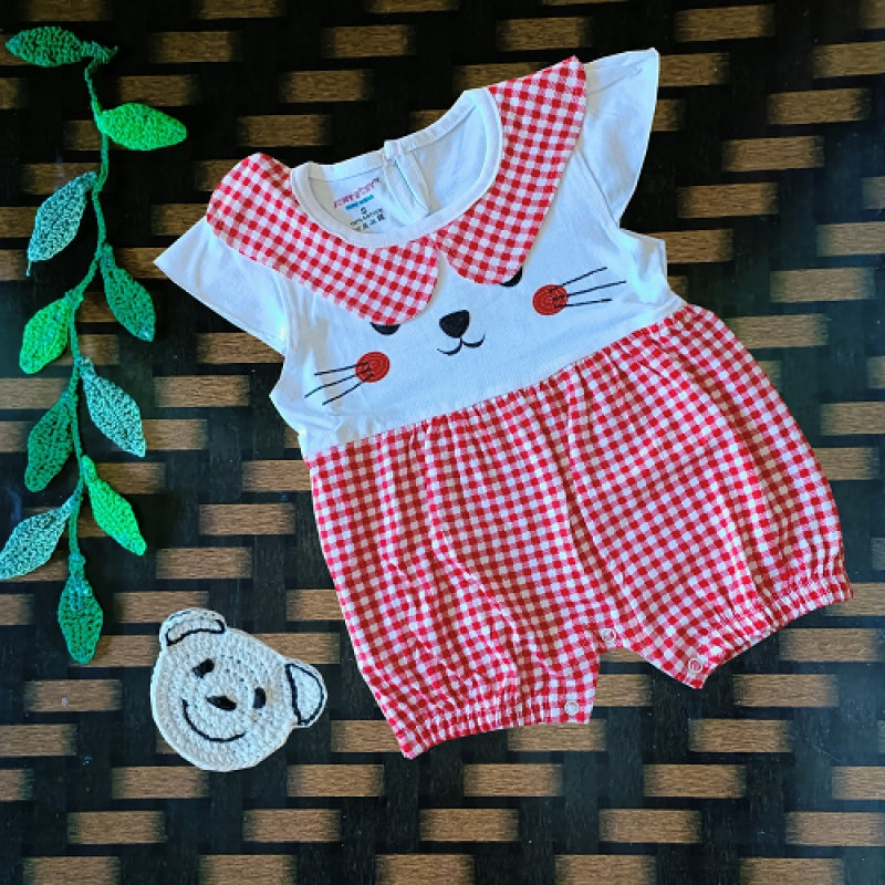 Kitten Romper- Red