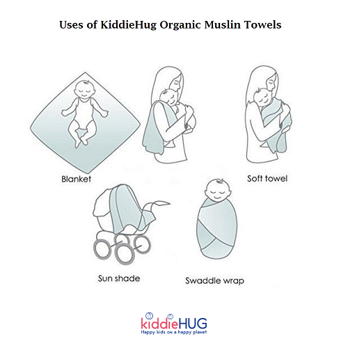 Organic Muslin Cotton Towels - Hearts
