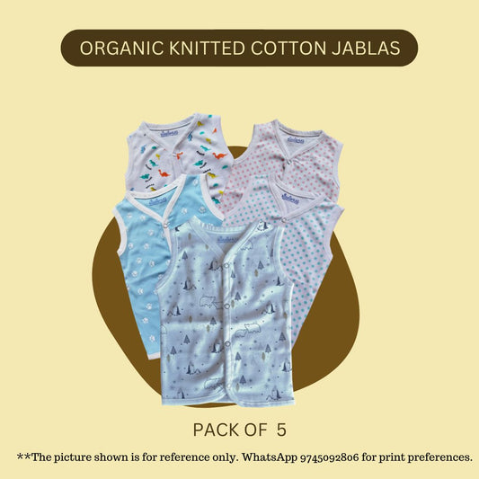 Organic Knitted Cotton Jablas Combo (0-3months) - Pack Of 5