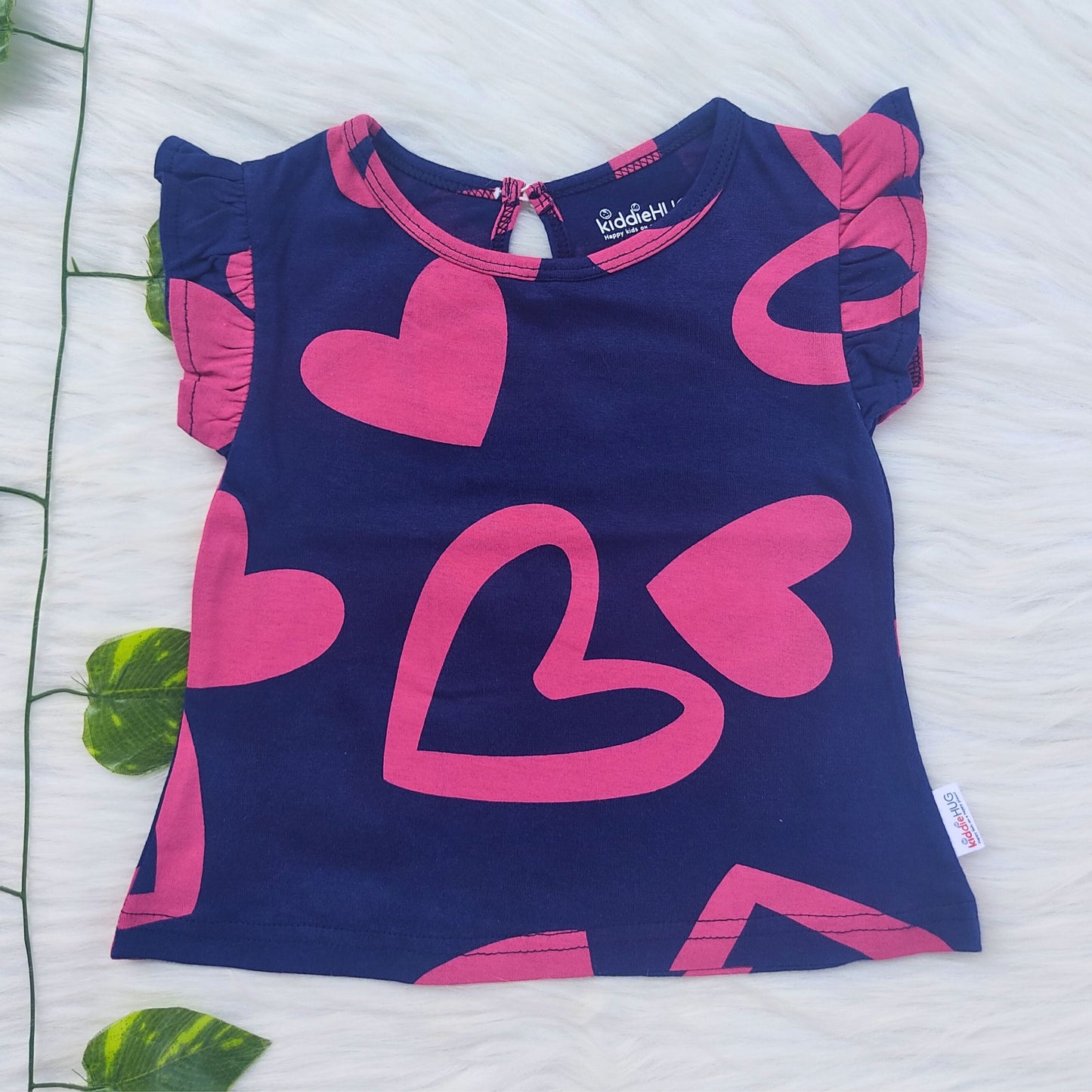 Frill sleeve top & Full pant set - Heartsy