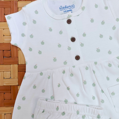 Sleeve Frock + Bloomer set - Green Apple