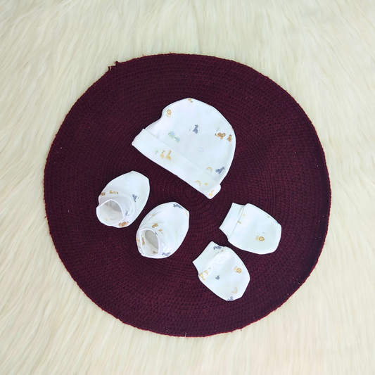 Cotton Cap-Mittens-Booties- Jungle Joy