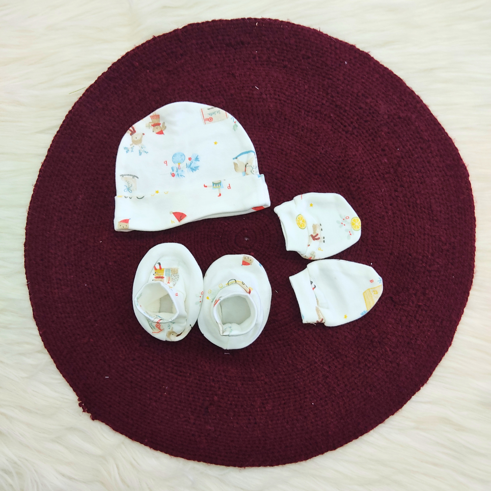 Cotton Cap-Mittens-Booties- Snow