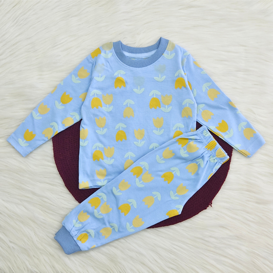 Printed Cotton Pyjama set - Blue Tulip