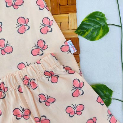Frill Co-ord set - Peach Butterfly