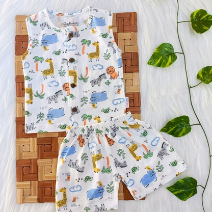 Sleeveless Jabla + Shorts set - Animals