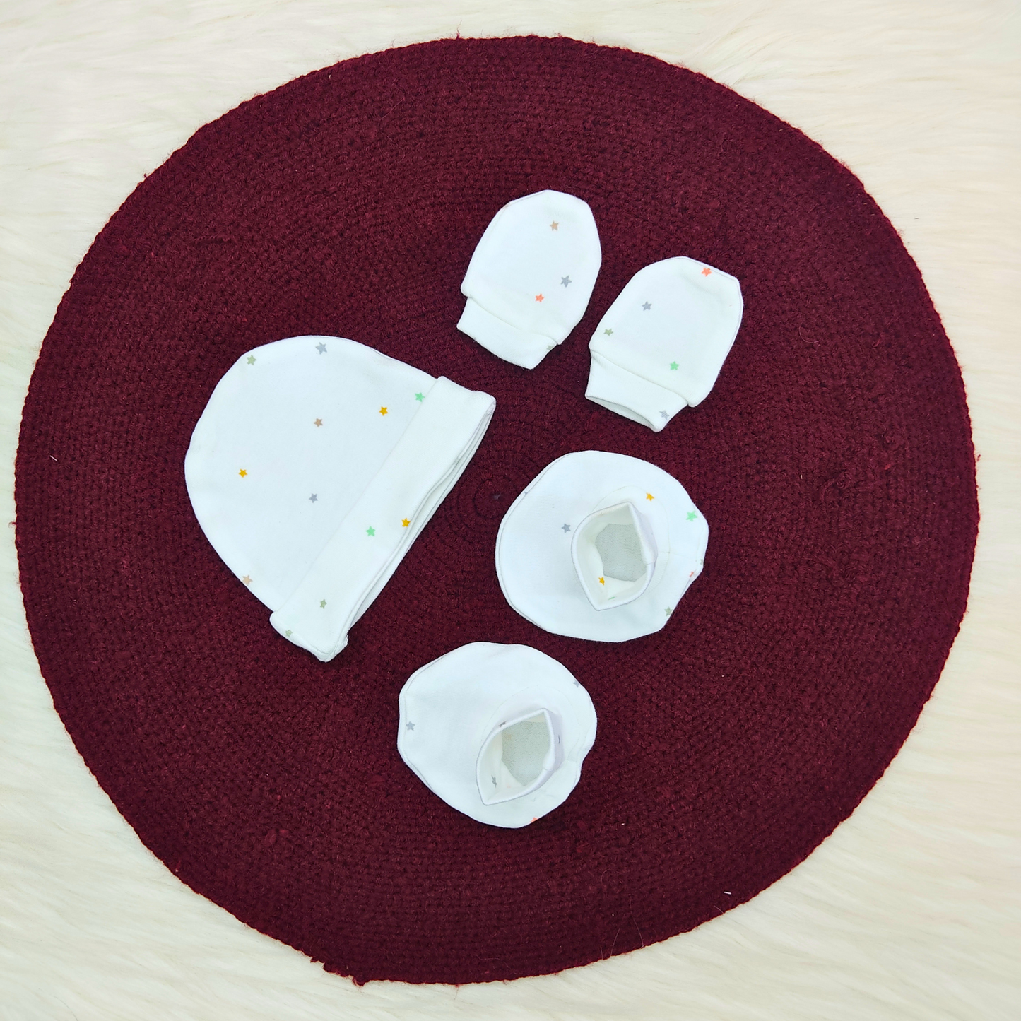 Cotton Cap-Mittens-Booties- Stars