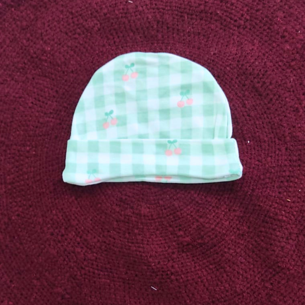 Cotton Cap-Mittens-Booties- Cherry