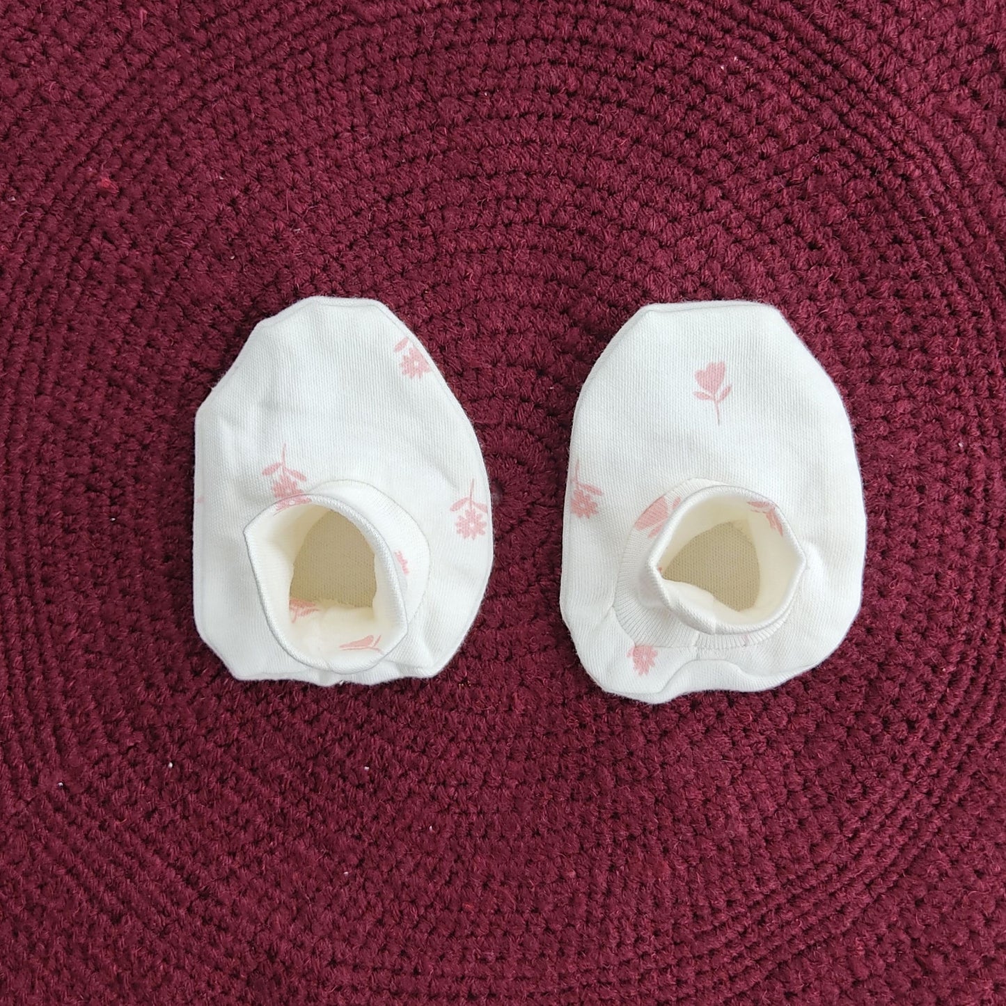 Cotton Cap-Mittens-Booties- Flowers