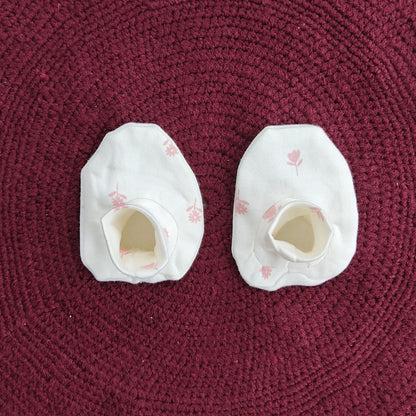 Cotton Cap-Mittens-Booties- Flowers