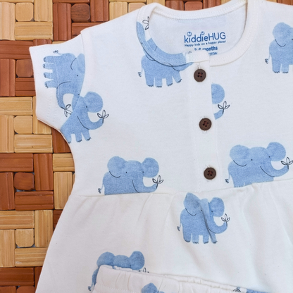 Sleeve Frock + Bloomer set - Elephant
