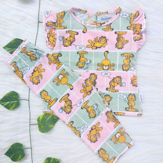 Frill sleeve top & Full pant set - Garfield