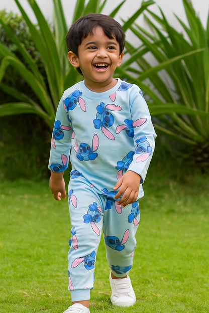 Printed Cotton Pyjama set - Blue Stitch
