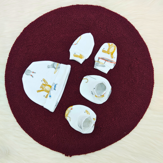 Cotton Cap-Mittens-Booties- Animal Play