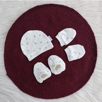 Cotton Cap-Mittens-Booties- Apples