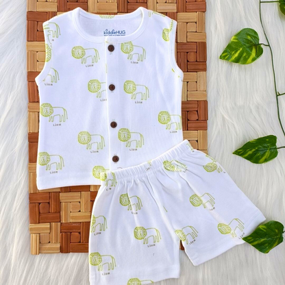 Sleeveless Jabla + Shorts set - Green Lion