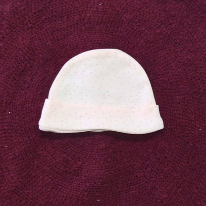Cotton Cap-Mittens-Booties- Peach Dots