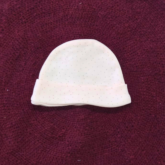 Cotton Cap-Mittens-Booties- Peach Dots