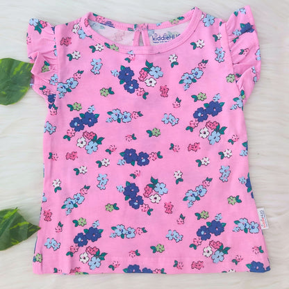 Frill sleeve top & Full pant set - Petal Pop