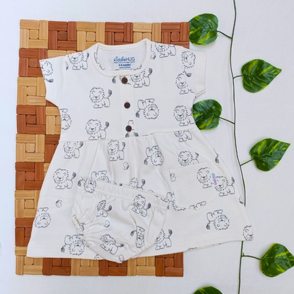 Sleeve Frock + Bloomer set - Lion