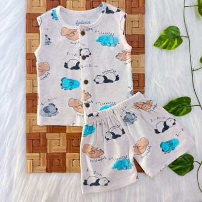Sleeveless Jabla + Shorts set - Sleeping Panda