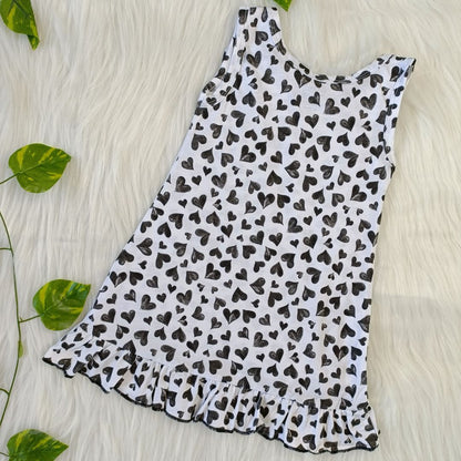Comfy Frock - B/W Hearts