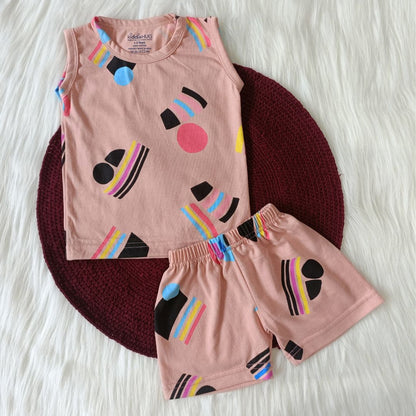 Sleeveless Top & Shorts set - Peach