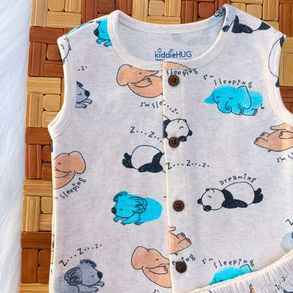 Sleeveless Jabla + Shorts set - Sleeping Panda