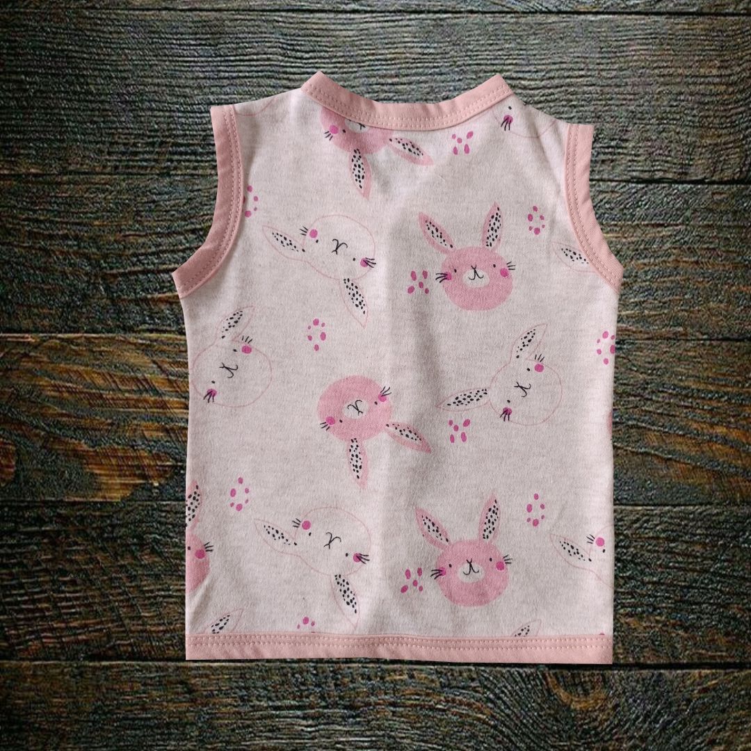 Organic Knitted Cotton Jablas - Pink Rabbit