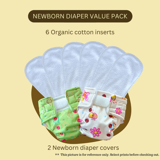 Newborn Diaper Value Pack Combo - (2 Diaper + 6 Inserts)