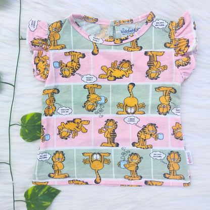 Frill sleeve top & Full pant set - Garfield