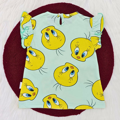 Frill sleeve top & Full pant set - Tweety