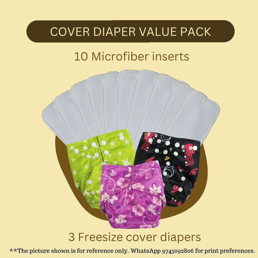 Cover Diaper Value Pack - (3 Diapers + 10 Inserts)