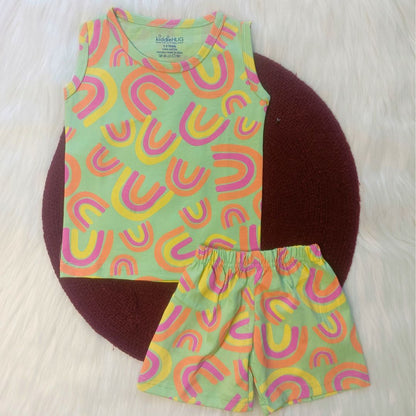 Sleeveless Top & Shorts set - Green