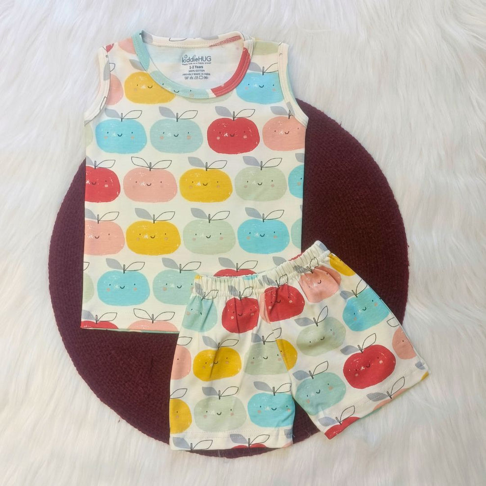 Sleeveless Top & Shorts set - Apples – kiddiehug