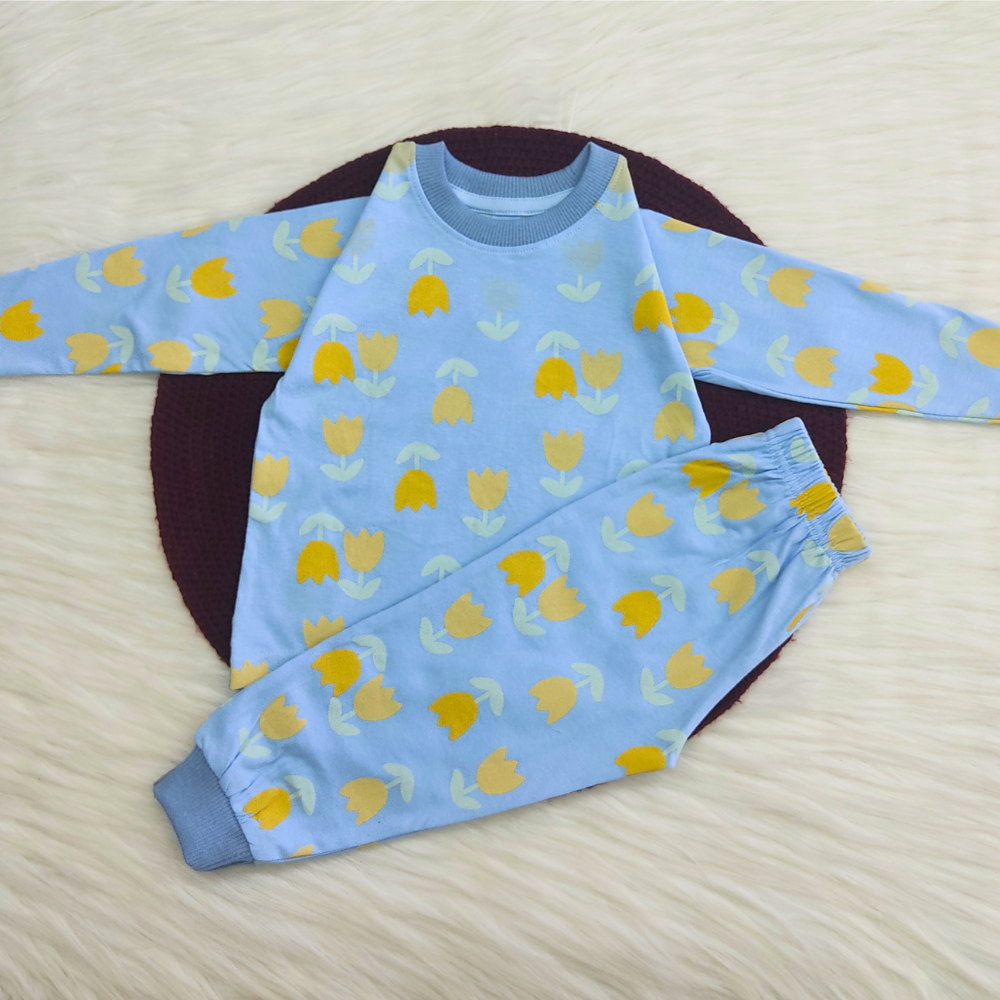 Printed Cotton Pyjama set - Blue Tulip